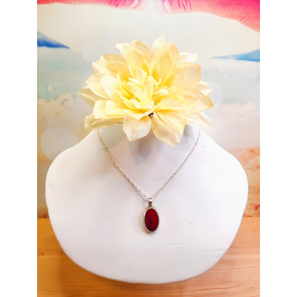 Sterling Red Pendant Necklace